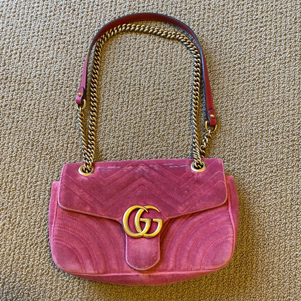 Small GG Marmont Velvet Matelassé Bag